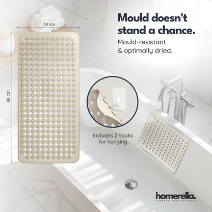 homerella Bath Mat Non Slip Anti Mould 88x39cm Shower Mat Non Slip Bath Mat