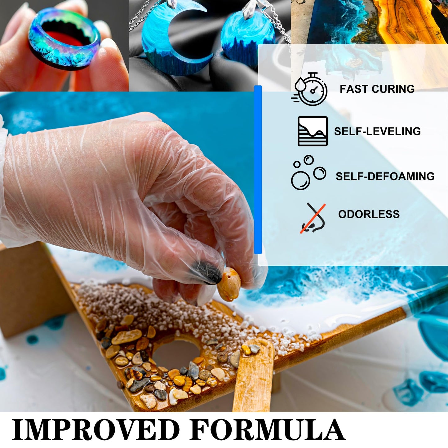 Epoxy Resin Kit - 4.4L / 175oz Crystal Clear Self-Leveling Epoxy Resin with Pump for DIY Resin Art, Table Top, Jewelry Making - 1:1 Ratio Bubbles Free