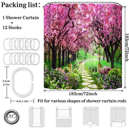 Simpomsy Scenery Shower Curtain, Outdoor Decorative Curtain, Nature Landscape 3D Scenery Bathroom Curtains