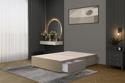 Bed Centre Flexby Divan Bed Base, 3FT Single, Linen Wheat Fabric
