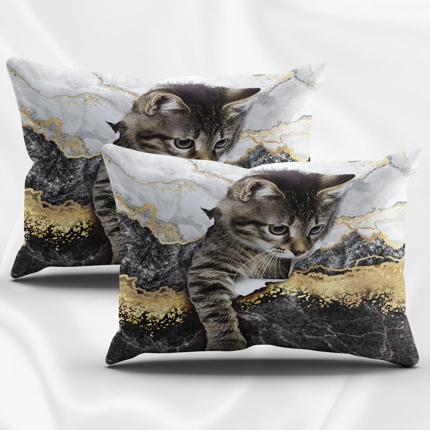 VTRXEG Cat Bedding Set,3 Pieces Soft and Comfortable Microfiber Cat Duvet Cover Set,Cat Bedding for Children and Adults (B, 260x240cm)
