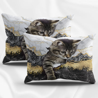 VTRXEG Cat Bedding Set,3 Pieces Soft and Comfortable Microfiber Cat Duvet Cover Set,Cat Bedding for Children and Adults (B, 260x240cm)