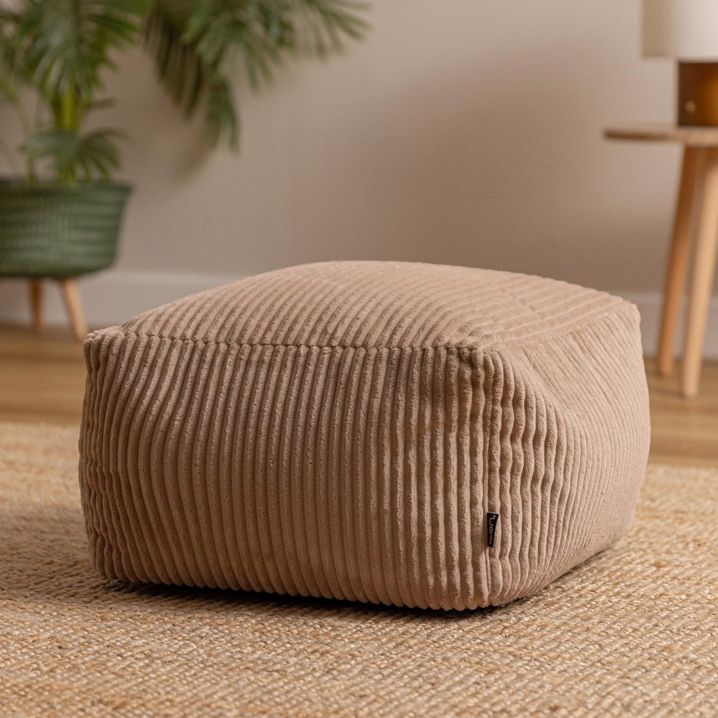 icon Amara Small Cord Bean Bag Footstool with Filling Included, Brown