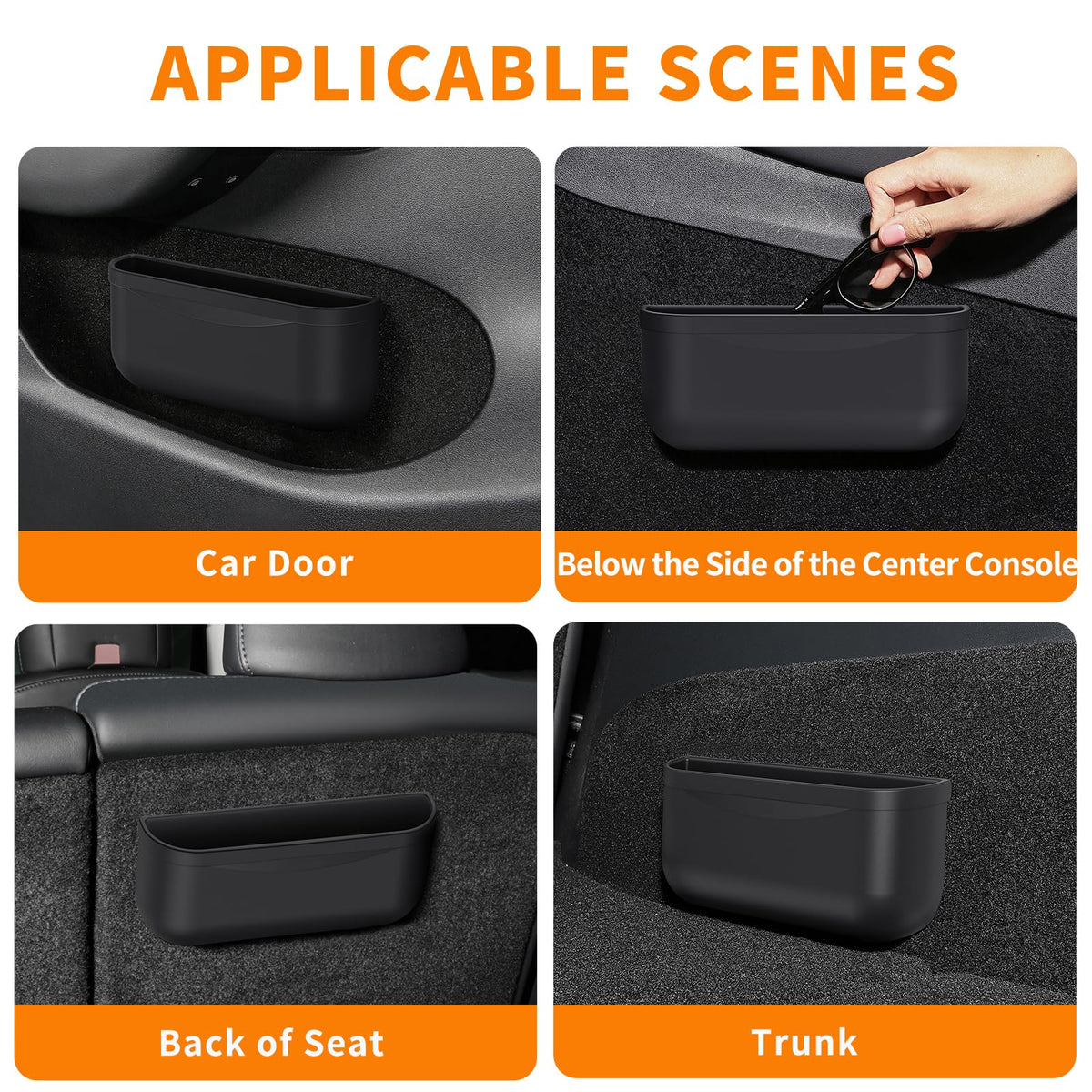 EVFIT for Tesla Model 3 Model Y Accessories Center Console Organizer Storage Box Silicone Velcro Sunglasses Coin Holder for Flocking