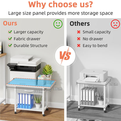 OYRREU Printer Stand on Wheels with Storage, Printer Table for Home Office