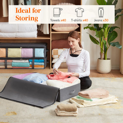 Lifewit 4 Pack Under Bed Storage,90L Clothes Storage Bags with Clear Window