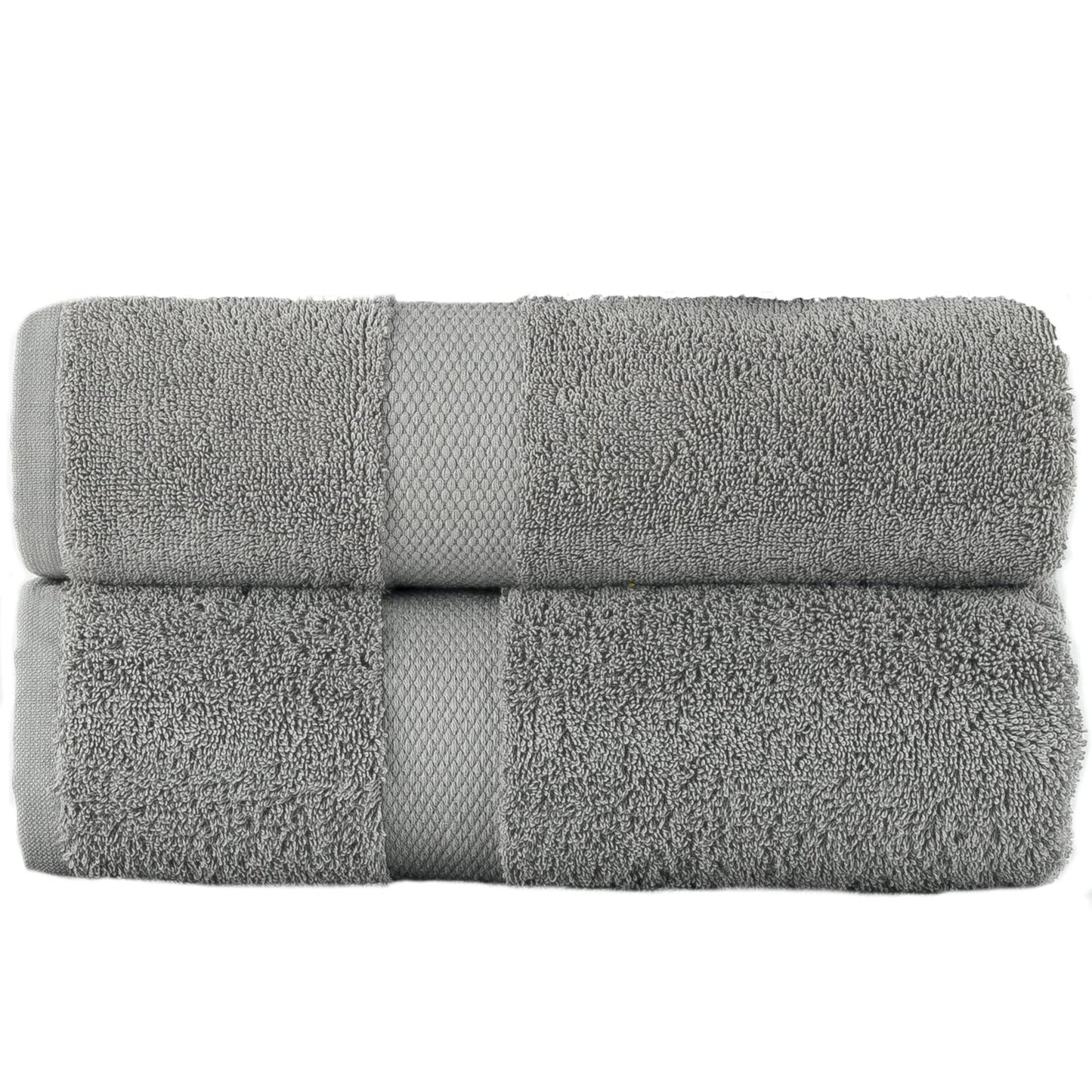 Sue Rossi 100% Egyptian Combed Cotton Hand Towels, Pack Of 2, Very Soft & Absorbent, Quick Dry 600gsm Thick Bathroom Or Kitchen Towel Set. (Silver)