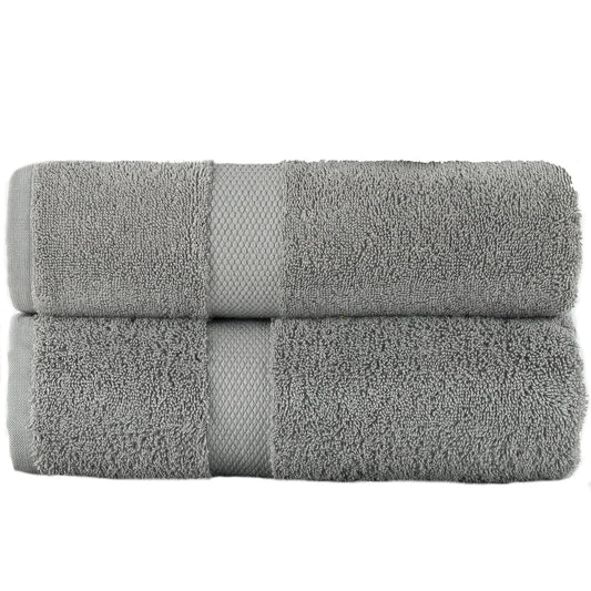 Sue Rossi 100% Egyptian Combed Cotton Hand Towels, Pack Of 2, Very Soft & Absorbent, Quick Dry 600gsm Thick Bathroom Or Kitchen Towel Set. (Silver)