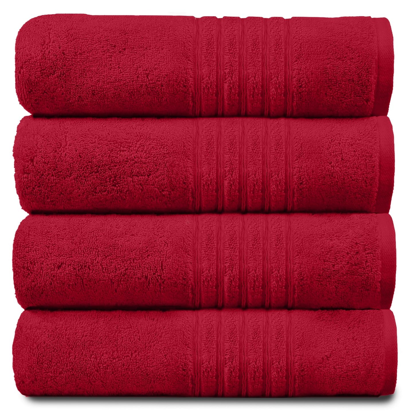 GC GAVENO CAVAILIA 4 PK Extra Large Bath Sheet, Water Absorbent Cotton Towels, 450 GSM Quick Dry Towels Set, Red