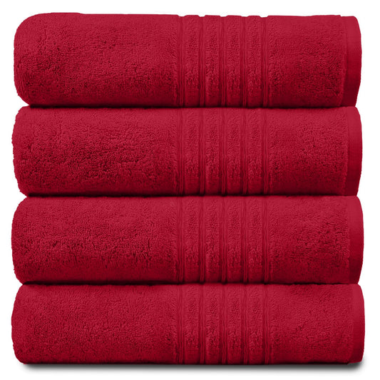 GC GAVENO CAVAILIA Luxury Pack Of 4 Bath Sheets, 100% Egyptian Cotton Towels, 450 GSM Quick Dry Towel, Red, 80X140