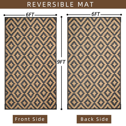 Enipate Geometric Outdoor Rugs for Patios Clearance, 182 x 274cm(6x9ft) Reversible & Easy Cleaning Patio Decking Rug, Portable Comfortable Woven