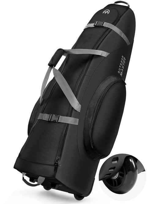 OutdoorMaster Padded Golf Travel Bag with Reinforced Wheels, 900D Heavy Duty Oxford Wear-Resistant and Waterproof Golf Travel Case, Soft-Sided Golf