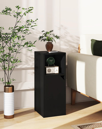 YMYNY Narrow Bedside Table Set of 2, Slim Side Table with Open Compartment and Door, Adjustable Shelf, Bedside Cabinet, for Bedroom, Living Room