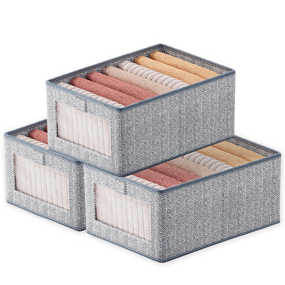 Goesort Set of 3 Clothes Storage Boxes, Wardrobe Storage Organiser Fabric Clothes Organiser