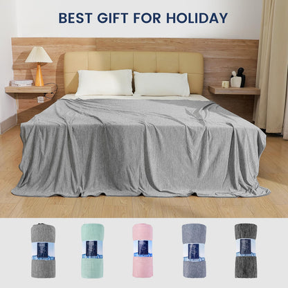 Danctec Cooling Blanket for Night Sweats, Summer Throw for Hot Sleepers, Q-Max>0.45 Cool Fiber for Bed Couch Sofa Travel Adult Kids, Lightweight,
