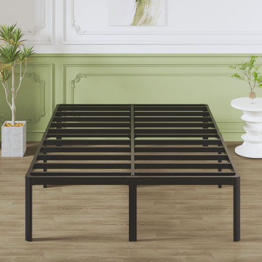 Lutown-Teen 4ft 6 Double Bed Frame 41 cm High with Rounded Corner Legs, Heavy Duty Metal Bed Frame Double with Steel Slats, No Noise, Easy Assembly,
