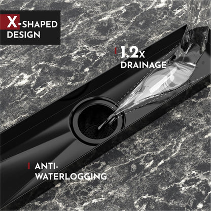 WEBANG 24 Inch Rectangular Linear Shower Floor Drain With Accessories,Quadrato Pattern Grate Removable,Food-grade SUS 304 Stainless