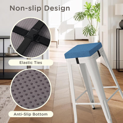 MineCozy Bar Stool Cushions Square 12" x 12" Set of 4 Blue