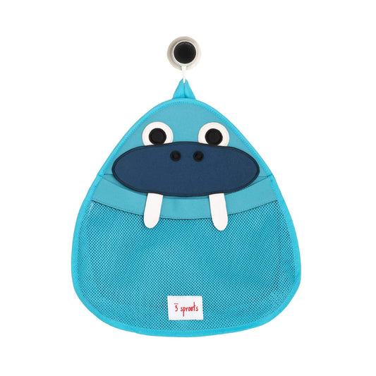 3 Sprouts Baby Bath Toy Bag for Bath Toys - Large Hanging Organiser Bathroom Storage Net, Wall Hanging Bath Tidy, Walrus