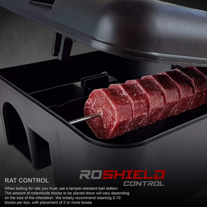 ROSHIELD External Tamper Proof Rodent Boxes & Wax Bait Rat Killer Poison Block Kit (4 Boxes & 300 gr Blocks)