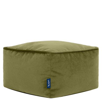 icon Amara Velvet Small Bean Bag Footstool with Filling Included, Green