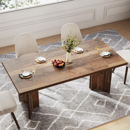 Tribesigns 63-inch Dining Table for 4-6, Farmhouse Kitchen Table with Large Tabletop, Rectangular Dinner Eating Table for Dining Room, Living Room
