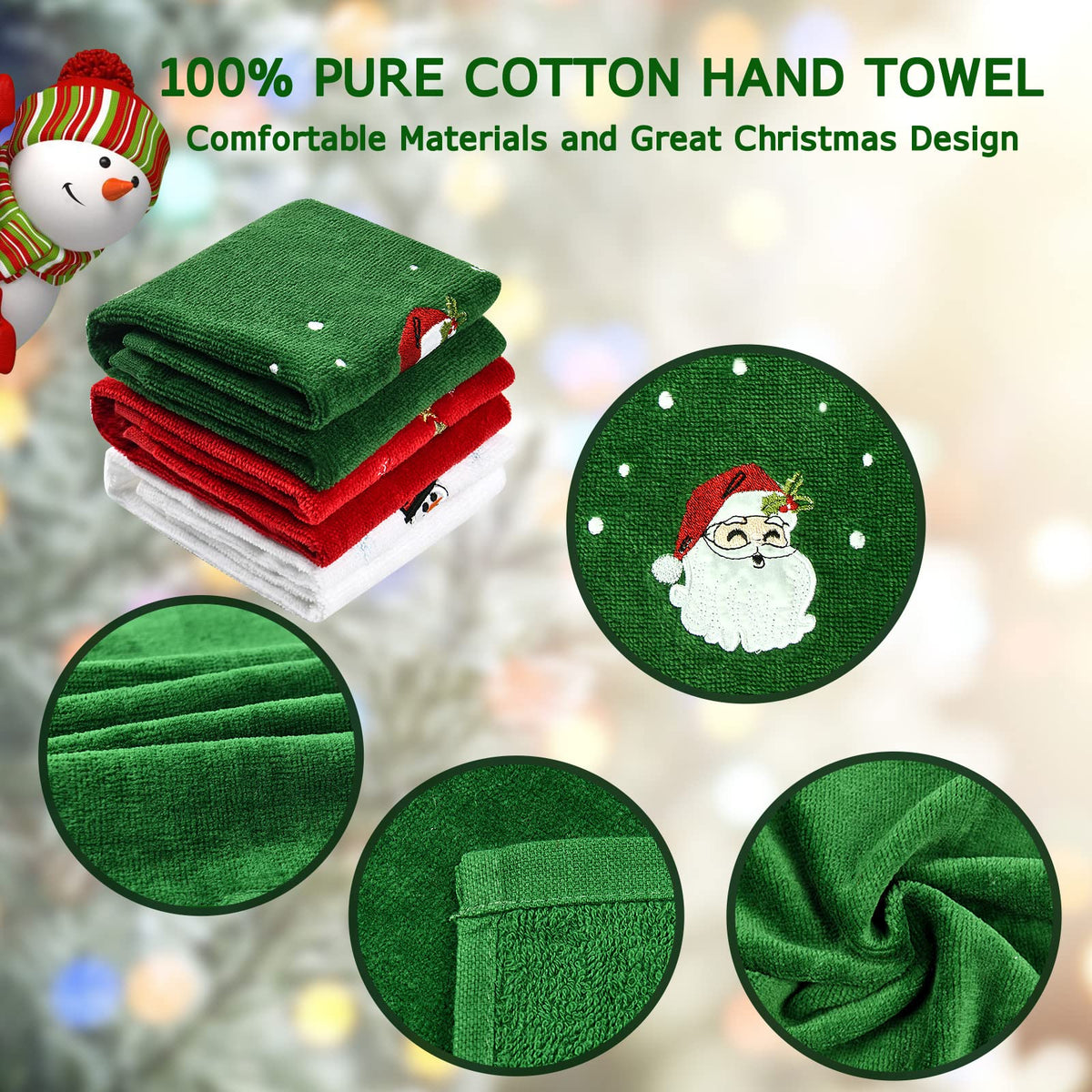 Large Size Grinch Christmas Hand Towels 16" x 27", 100% Pure Cotton Bathroom Decorative Grinch Towels Washcloths Kitchen Merry Grinchmas Towels Stink
