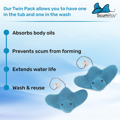 ScumRay Twin Pack Hot Tub Scum Absorber - Reusable Spa & Pool Cleaner, Keeps Water Clear, Essential Hot Tub Accessories for Adults, Hot Tub Sponge for