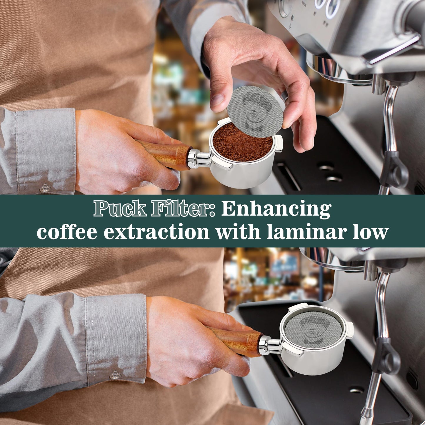 Gritty Blenders - Bottomless Coffee Portafilter 54mm with Compatible Puck Screen, Basket and Dosing Funnel | Compatible with Sage Breville Barista