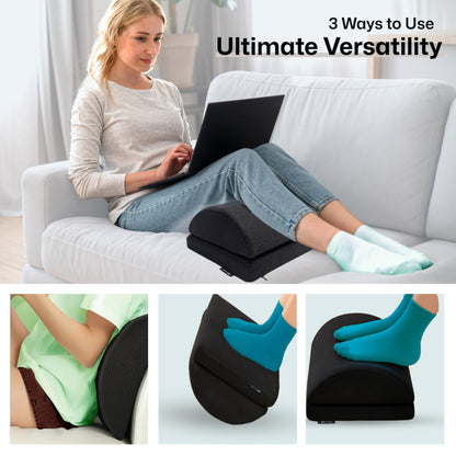 Foot Rest Under Desk, Footrest Cushion Non-Slip Memory Foam, Foot Stool with Adjustable Height 16 cm