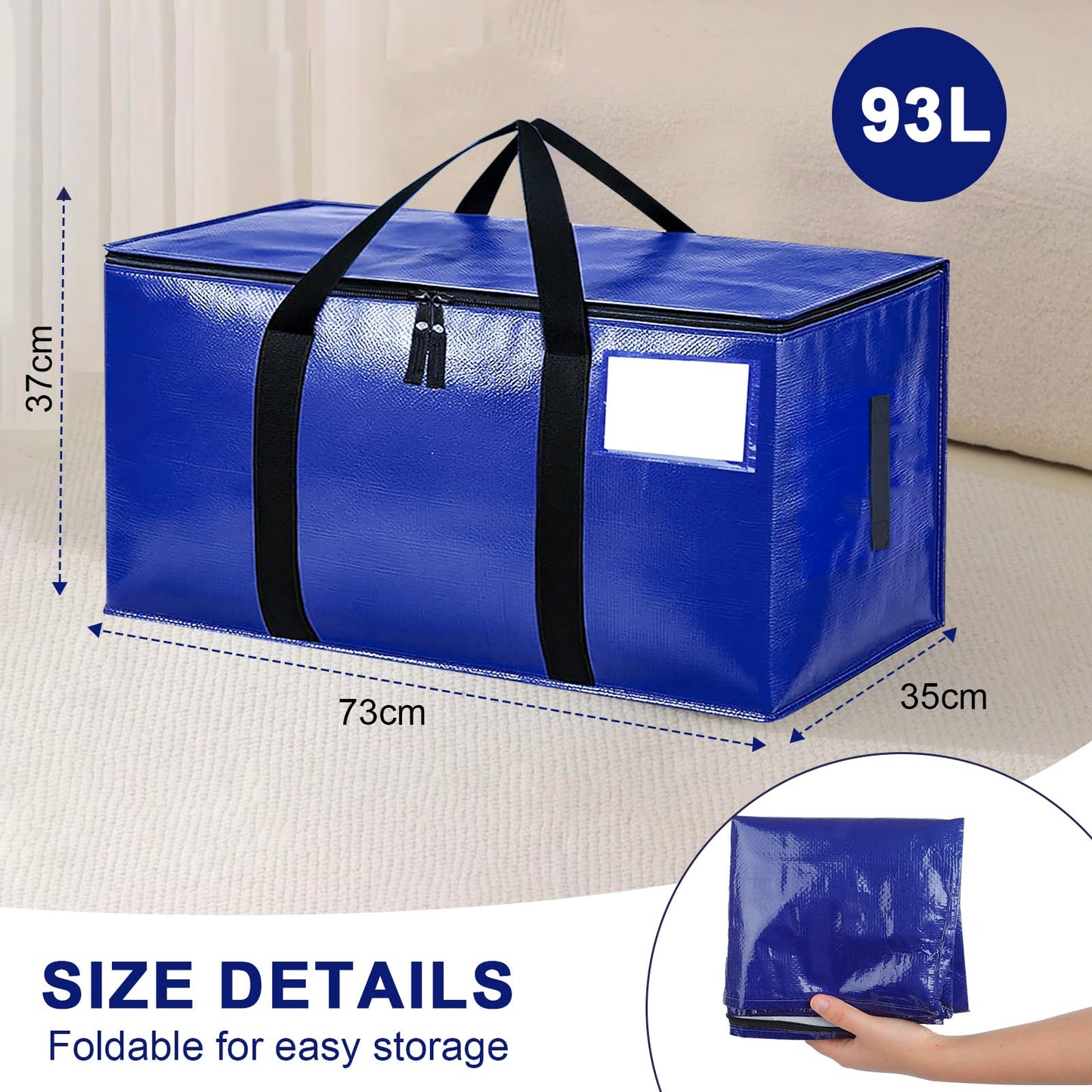 Zandrix 95L Waterproof Storage Bags Moving Boxes Bags with Lids - 4 Pack