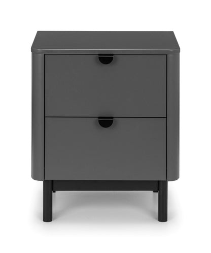 Julian Bowen Chloe Bedside Table, 2 Drawer, Grey - H53 x W46 x D34cm