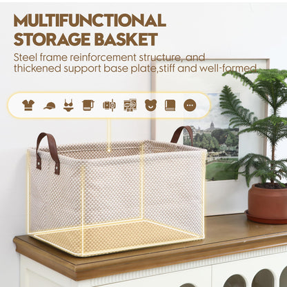 Sea Team Square Jute Storage Basket Internal Frame Structured Organizer