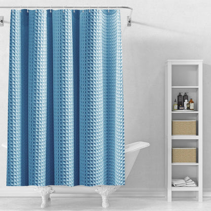 Stfery Shower Curtain Waffle Pattern White Shower Curtain 180 x 200 cm Water-Repellent Fabric Shower Curtain Anti Mould