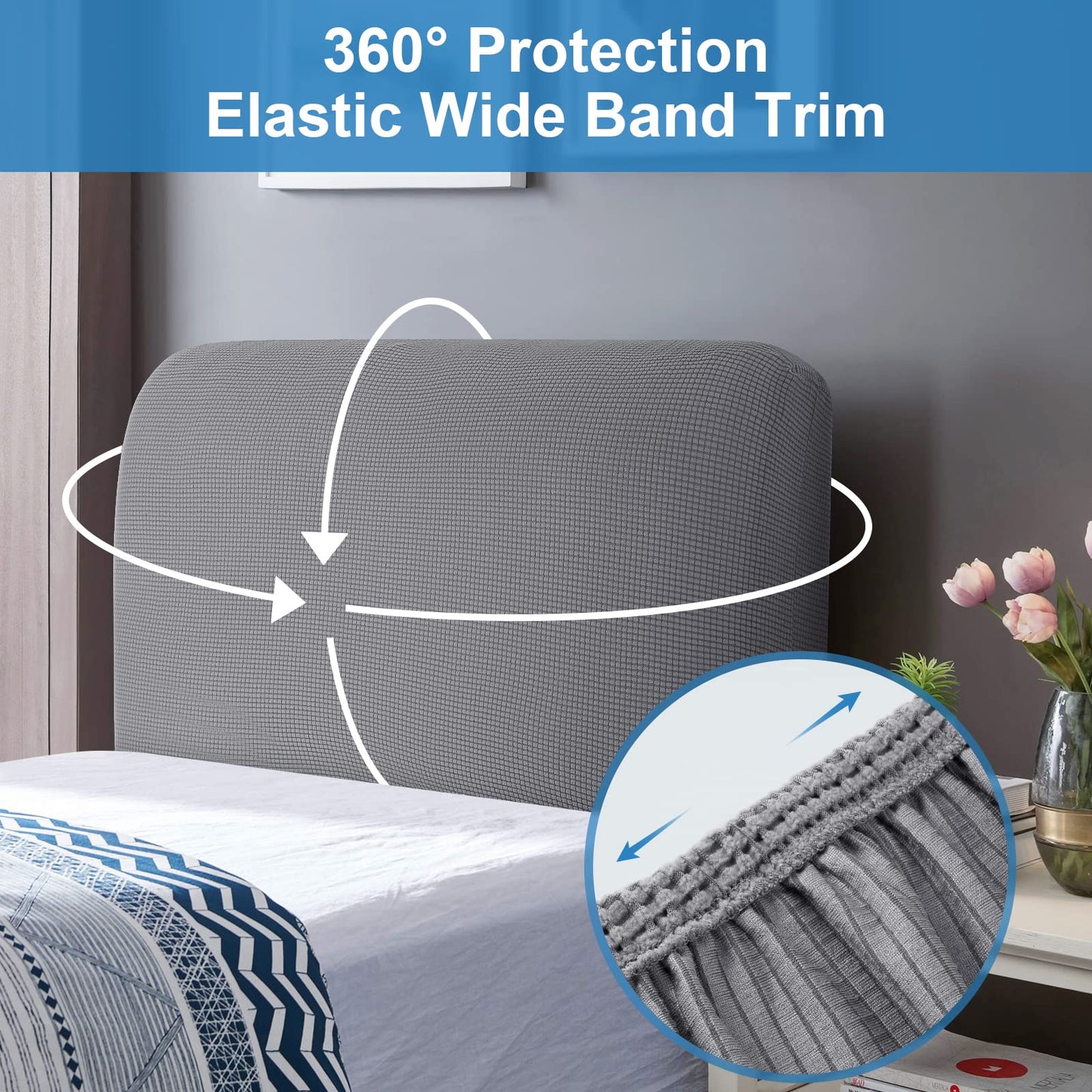 TAOCOCO Double Headboard Covers,Stretch Bed Headboard Cover,All-Inclusive Dustproof Head Board Covers for Single/Small double,Spandex Jacquard