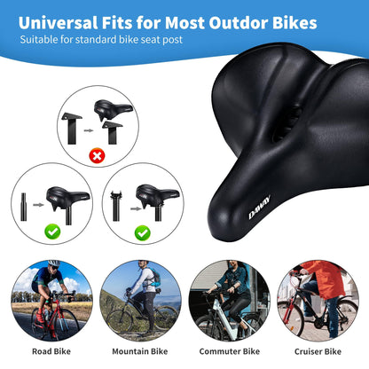 DAWAY C50 Extra Wide Bike Seat - Oversized Comfort Foam Bicycle Saddle for Men, Women & Seniors, Fit for Peloton, Cruiser, Mountain, Road Bikes,