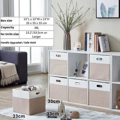 Mangata Cube Storage Boxes 33x33x33cm, Light Khaki Cream White, 3Pcs