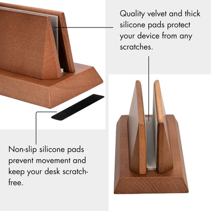 ZMARKRAFT® Vertical Laptop Stand, Solid Wood Organizer for MacBook