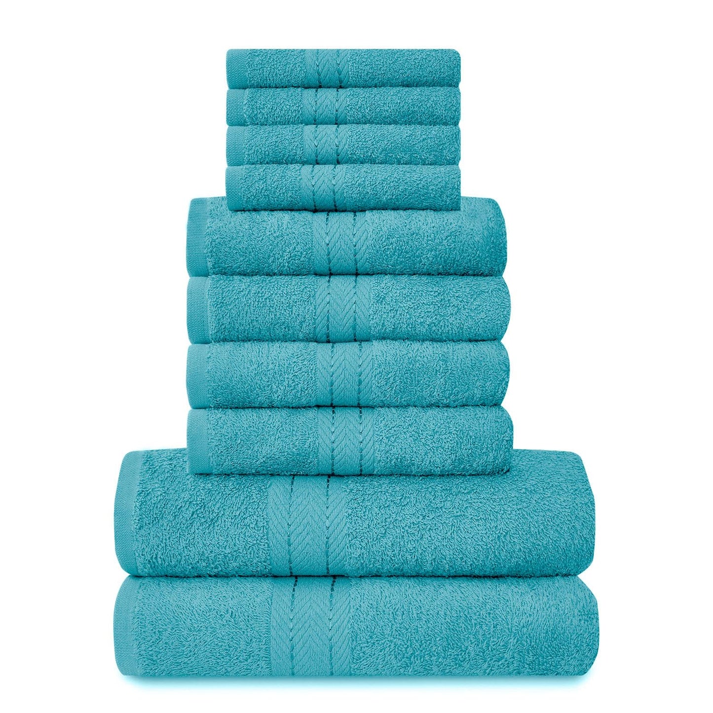 GC GAVENO CAVAILIA 10 Piece Towel Bale Set | Quick Drying Cotton Towel Highly Absorbent 450 GSM Teal Towels Set | Bathroom Towels Bale Set 4x Face 4x