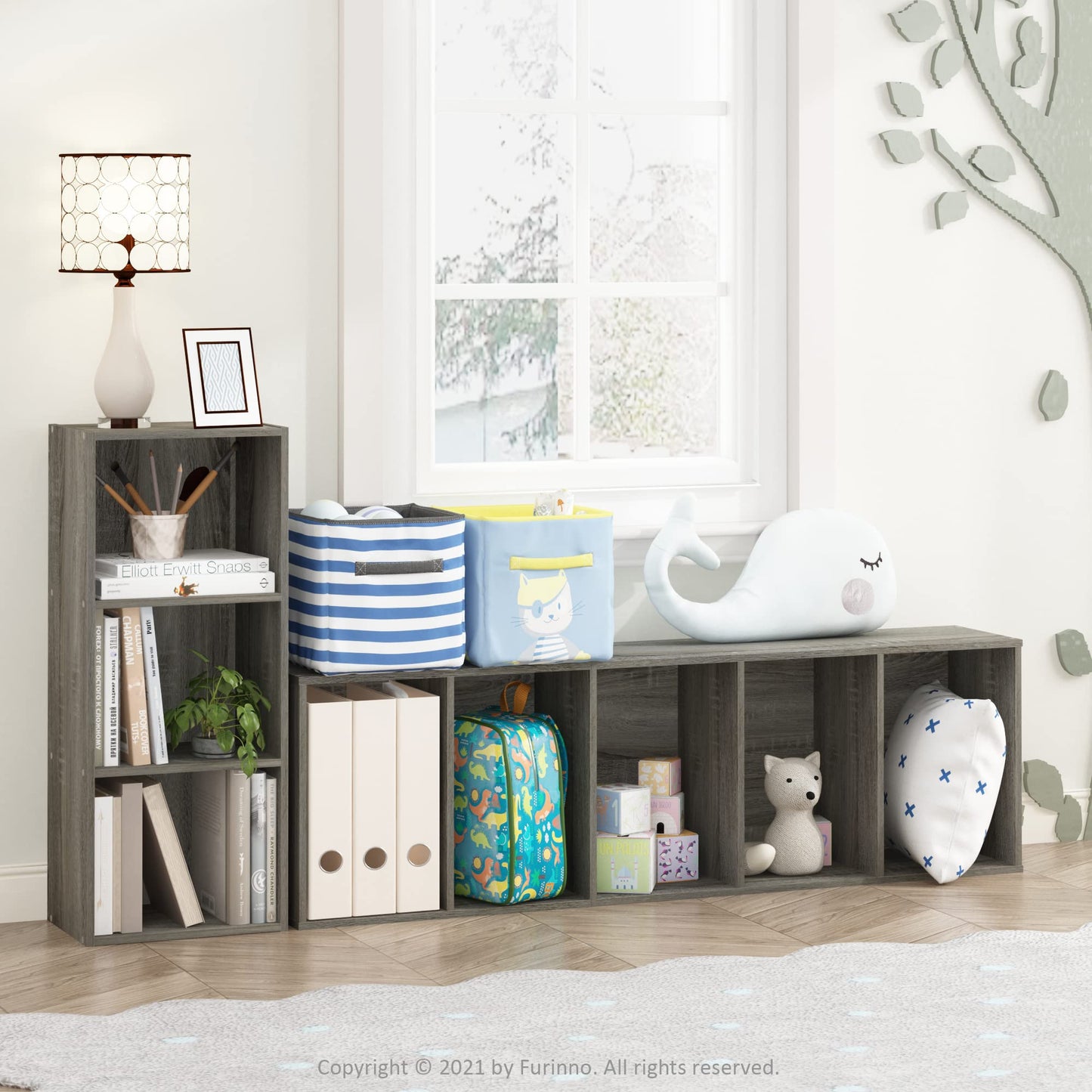 Furinno LUDER Book Shelf, 3-Cube Bookshelf, Bookcase, 9.3 x 12 x 31.5, for Living Room, Bedroom, Home Office, French Oak
