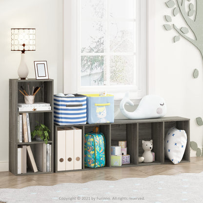Furinno LUDER Book Shelf, 3-Cube Bookshelf, Bookcase, 9.3 x 12 x 31.5, for Living Room, Bedroom, Home Office, French Oak