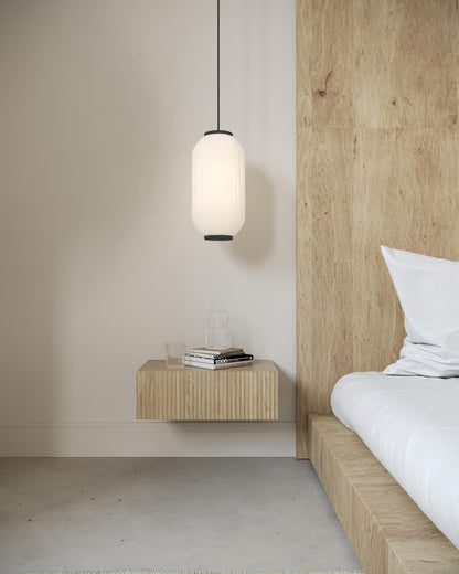 SELSEY Nolie Wall-Mounted Nightstand, Japandi Style Oak Bedside Table, 50 x 35.6 x 17 cm, Matte Finish with ABS Edging, MDF Fronts