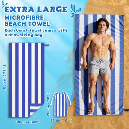 Anavasi Microfibre Beach Towels for Adults, 1 Pack 180 x 90cm 100% Recycled