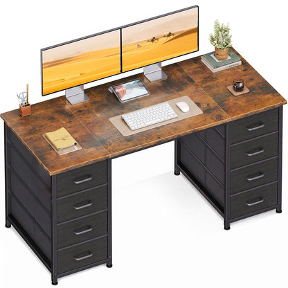 Coleshome Computer Desk with 8 Fabric Drawers, Office Desk with Storage