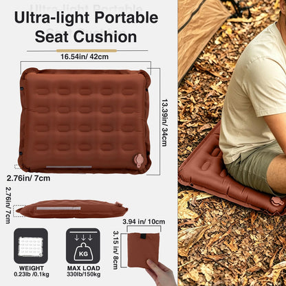 Plliocse Inflatable Seat Cushion,Lightweight Self-Inflating Seat Cushion,Memory Foam Waterproof Air Cushion for Airplane Travel Camping Backpacking