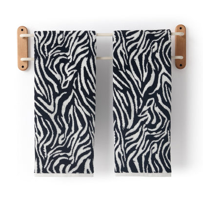 REDKISS 2 Pack Zebra Striped Hand Towels for Bathroom, Black and White