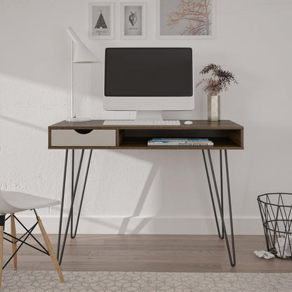 Novogratz Dorel Home Harmony Desk with Storage Brown Oak Look, 104 x 49 x 77cm (W x D x H)