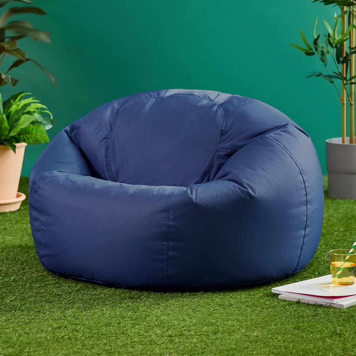 Bean Bag Bazaar Kingston Outdoor Bean Bag with Filling Included, Blue