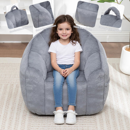 MINCETA Bean Bag Chair for Kids, Small Bean Bag Sofa Chairs with filler, Dark Gray Comfy Beanbag Chair with Handle for Living Room, Bedroom