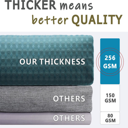 Teal Green Waffle Shower Curtain: Heavy Duty Textured Fabric Shower Curtain for Bathroom